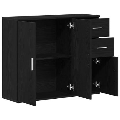 Credenza Rovere Nero 91x29,5x75 cm in Legno Multistrato - homemem39