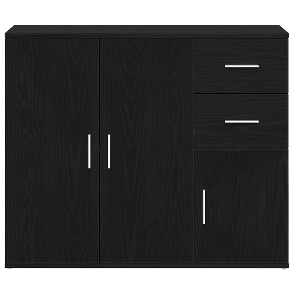 Credenza Rovere Nero 91x29,5x75 cm in Legno Multistrato - homemem39