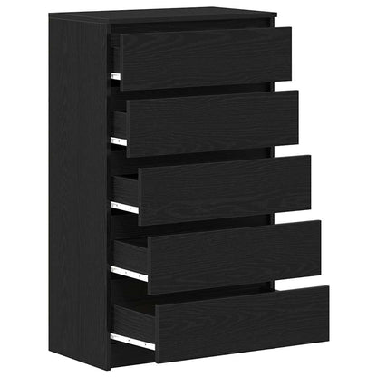 Cassettiera Rovere Nero 60x36x103 cm in Legno Multistrato - homemem39