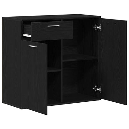 Credenza Rovere Nero 80x36x75 cm in Legno Multistrato - homemem39