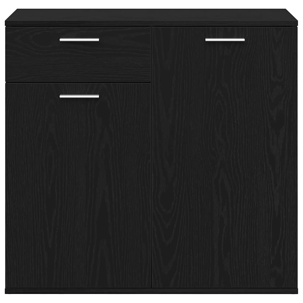 Credenza Rovere Nero 80x36x75 cm in Legno Multistrato - homemem39