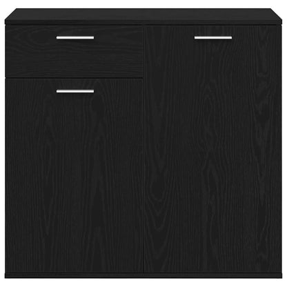 Credenza Rovere Nero 80x36x75 cm in Legno Multistrato - homemem39