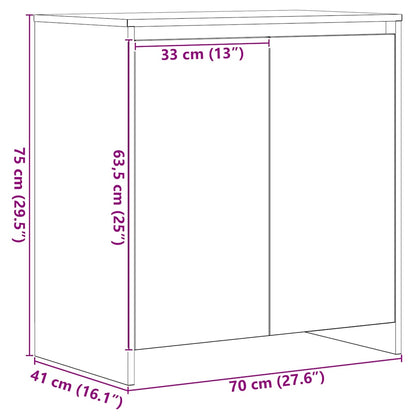 Credenza Rovere Nero 70x41x75 cm in Legno Multistrato