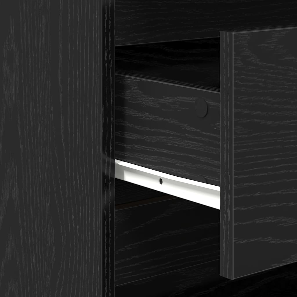 Credenza Rovere Nero 70x41x75 cm in Legno Multistrato