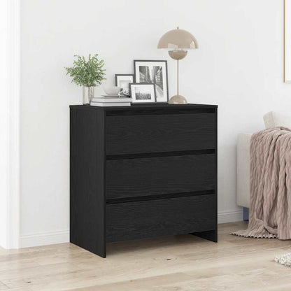 Credenza Rovere Nero 70x41x75 cm in Legno Multistrato