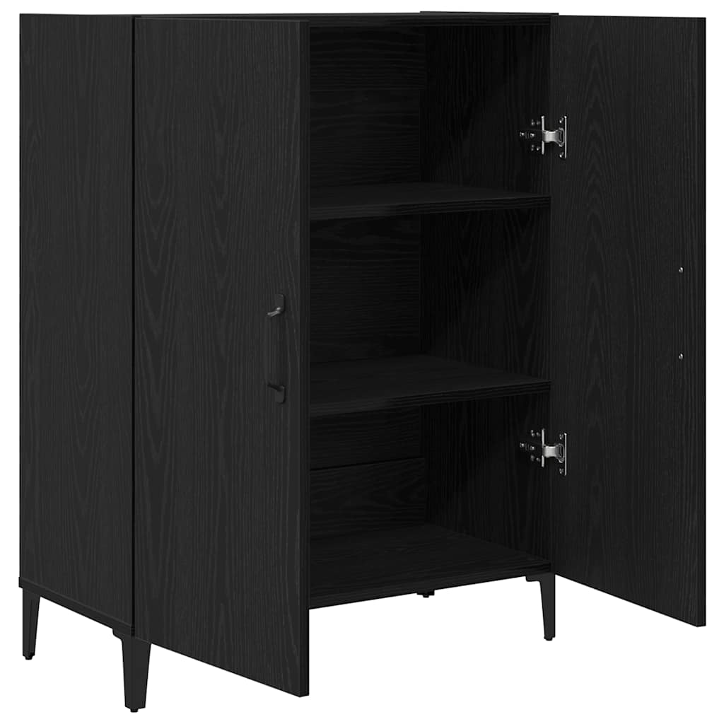 Credenza Rovere Nero 69,5x34x90 cm in Legno Multistrato - homemem39