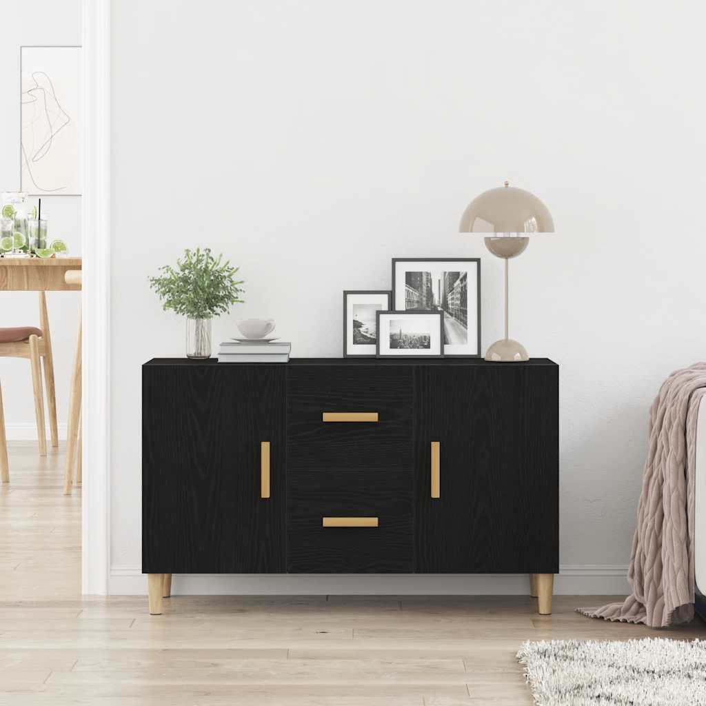 Credenza Rovere Nero 100x36x60 cm in Legno Multistrato - homemem39