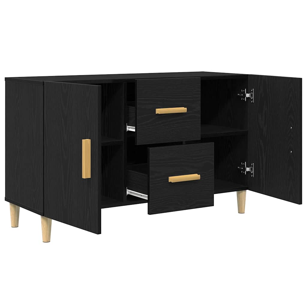 Credenza Rovere Nero 100x36x60 cm in Legno Multistrato - homemem39