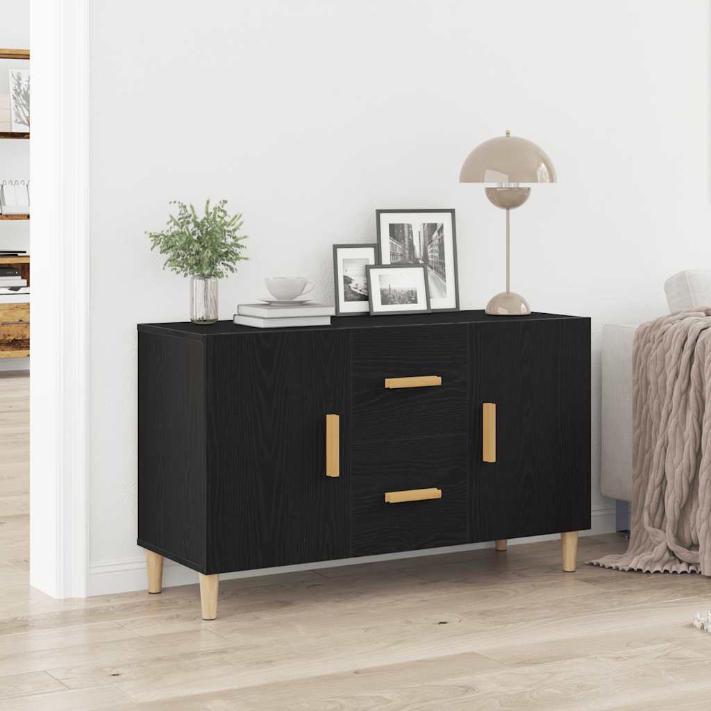 Credenza Rovere Nero 100x36x60 cm in Legno Multistrato - homemem39