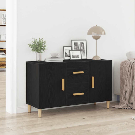 Credenza Rovere Nero 100x36x60 cm in Legno Multistrato