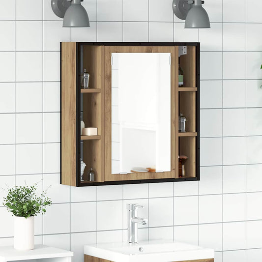 Mobile Bagno Specchio Rovere Artigianale 60x16x60 cm Truciolato