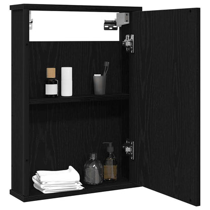 Mobile da Bagno con Specchio Rovere Nero 42x12x60 cm Truciolato