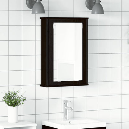 Mobile da Bagno con Specchio Rovere Nero 42x12x60 cm Truciolato