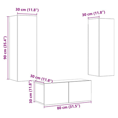 Mobili TV a Parete 3 pz Legno Antico in Legno Multistrato