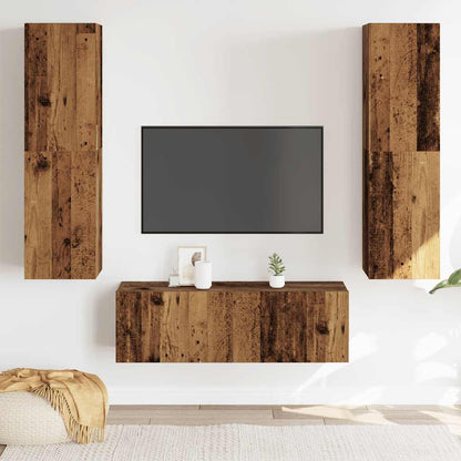 Mobili TV a Parete 3 pz Legno Antico in Legno Multistrato - homemem39