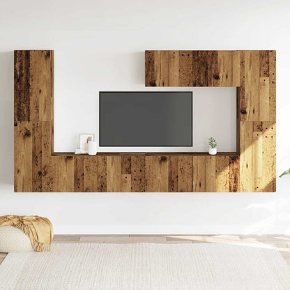 Mobili TV a Parete 7 pz Legno Antico in Legno Multistrato - homemem39