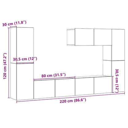 Mobili TV a Parete 7 pz Legno Antico in Legno Multistrato - homemem39