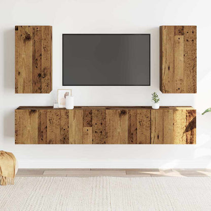 Mobili TV a Parete 4 pz Legno Antico in Legno Multistrato