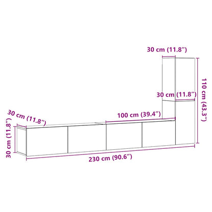 Mobili TV a Parete 3 pz Legno Antico in Legno Multistrato