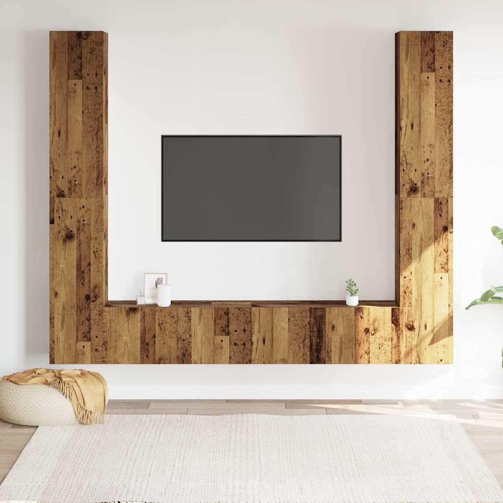 Mobili TV a Parete 6 pz Legno Vecchio Legno Multistrato