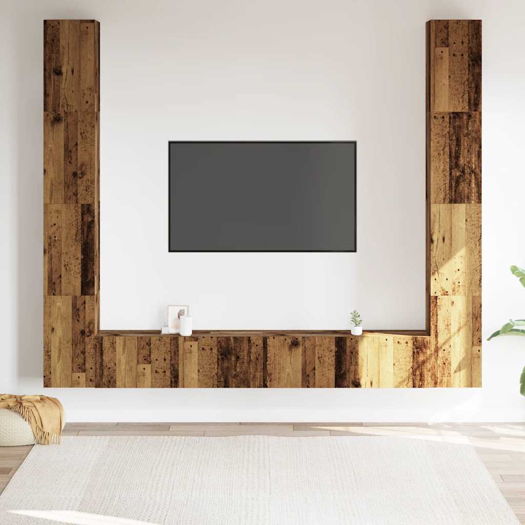 Mobili TV a Parete 6 pz Legno Vecchio Legno Multistrato - homemem39