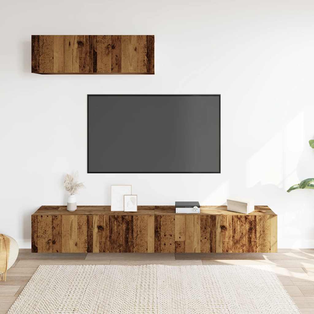 Mobili TV a Parete 3 pz Legno Antico 100x30x30 cm in Truciolato