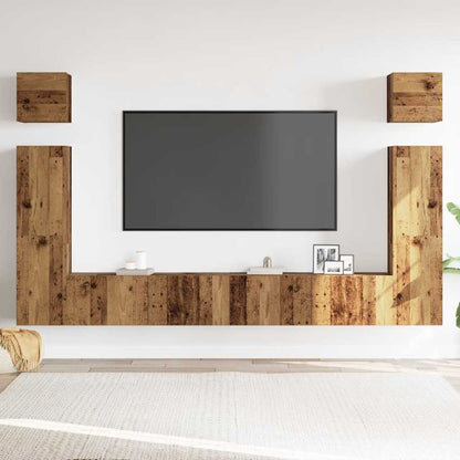 Set Mobile TV 6 pz Montato a Parete Legno Antico in Truciolato - homemem39