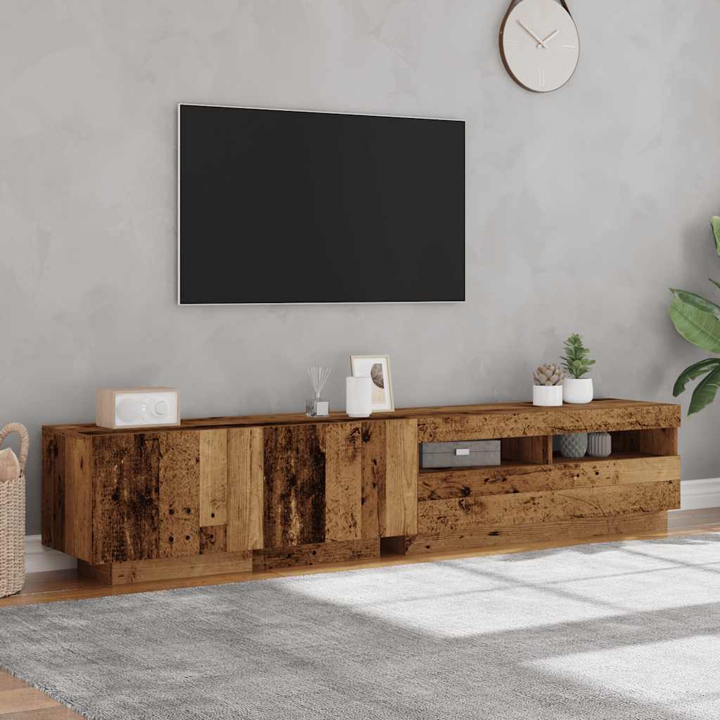 Mobile Porta TV con LED Legno Antico 200x35x40 cm Truciolato