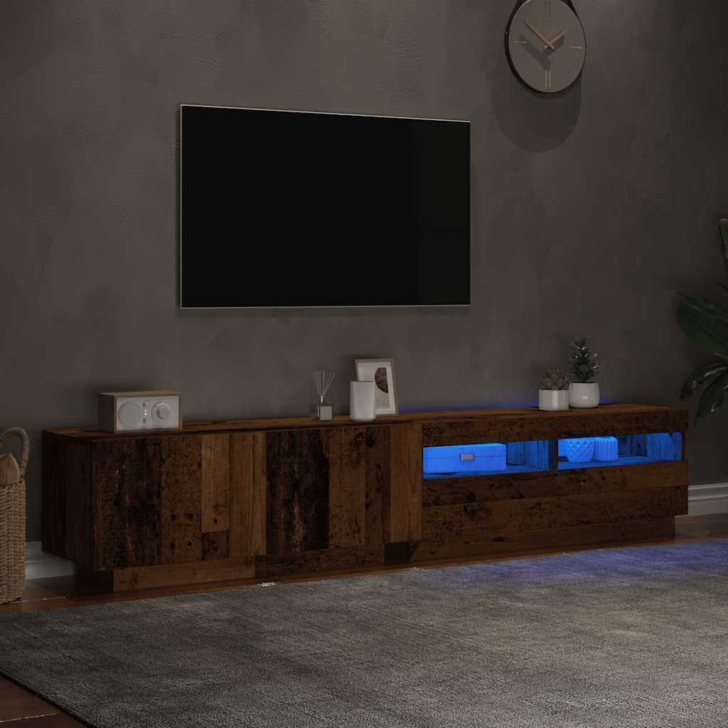 Mobile Porta TV con LED Legno Antico 200x35x40 cm Truciolato - homemem39