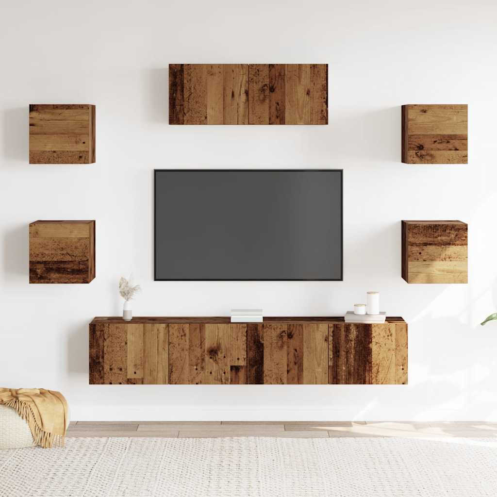 Set Mobile TV 5 pz Montato a Parete Legno Antico - homemem39