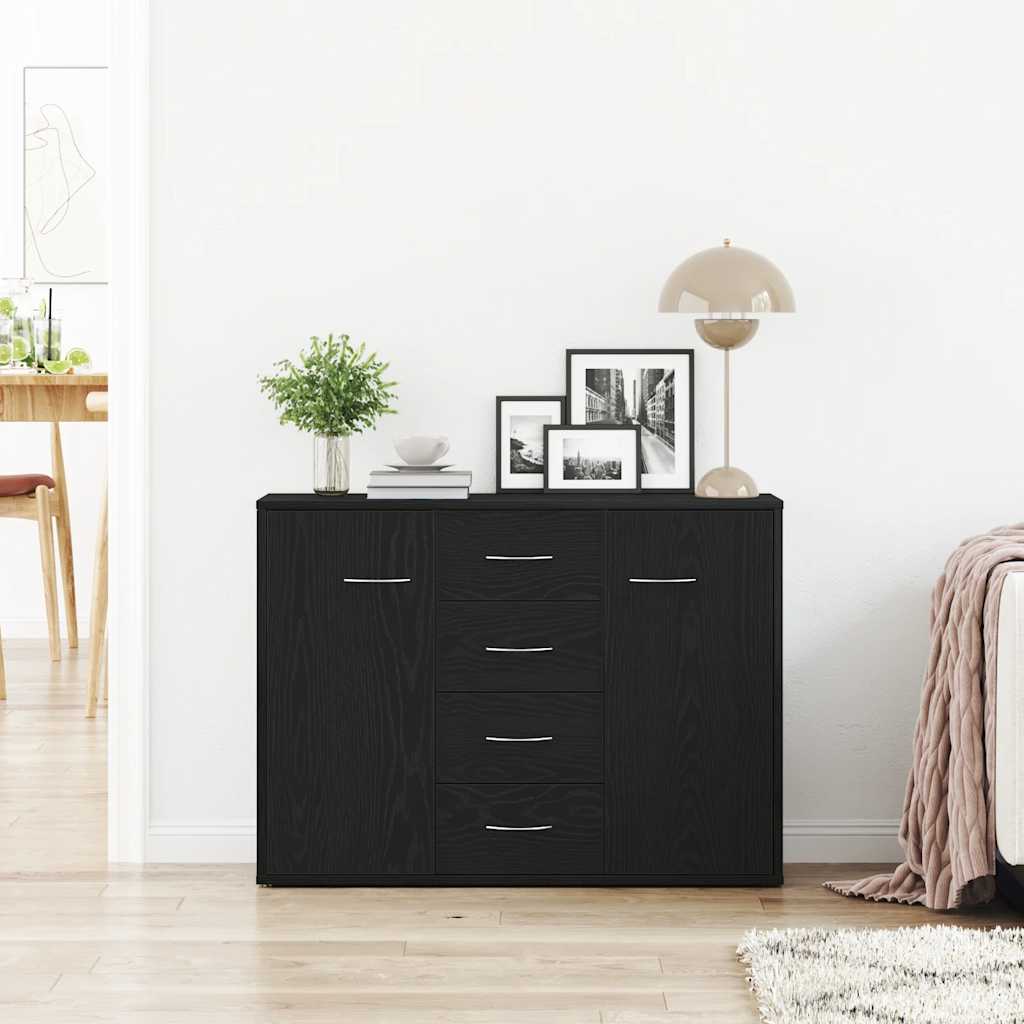 Credenza Rovere Nero 88x30x64 cm in Legno Multistrato - homemem39