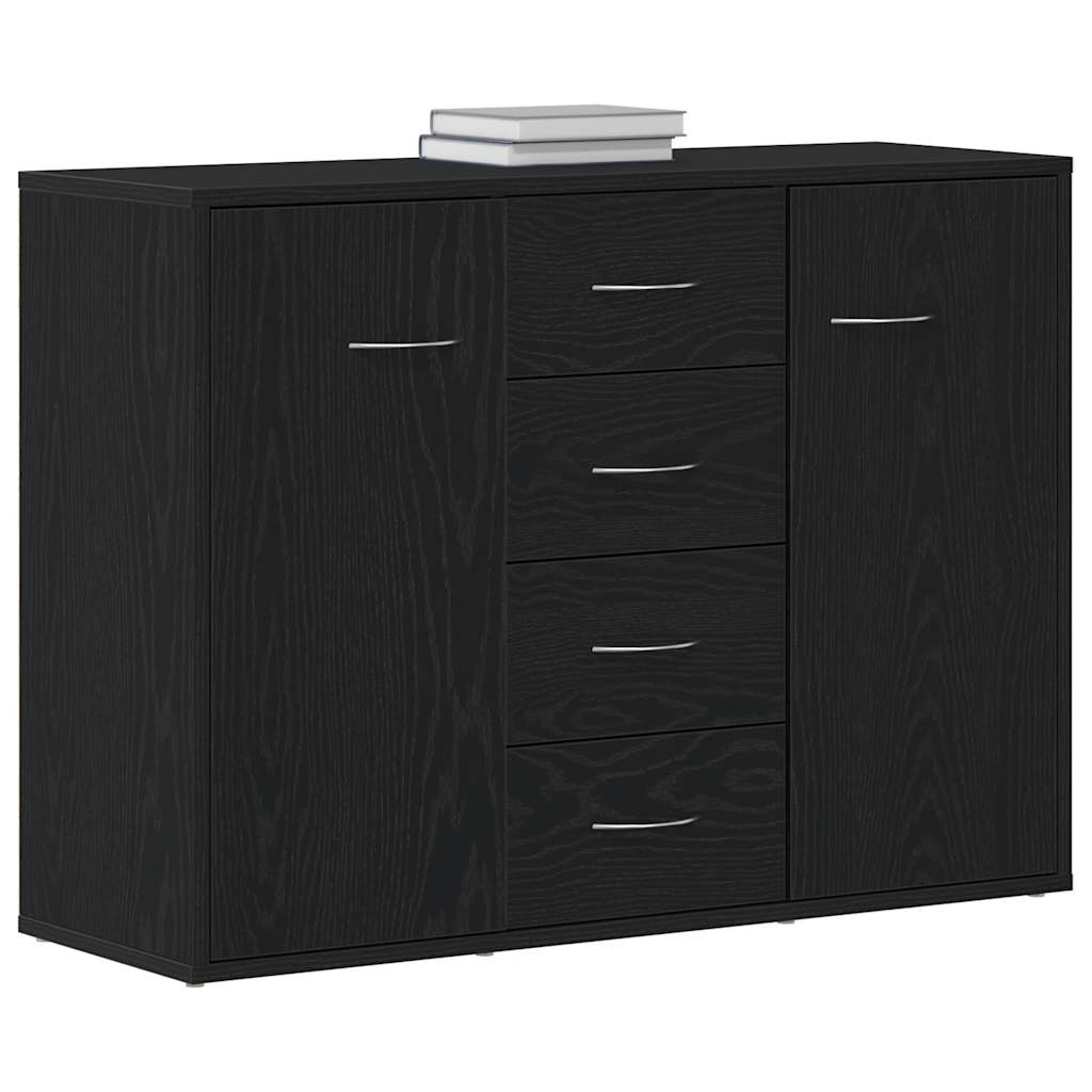 Credenza Rovere Nero 88x30x64 cm in Legno Multistrato