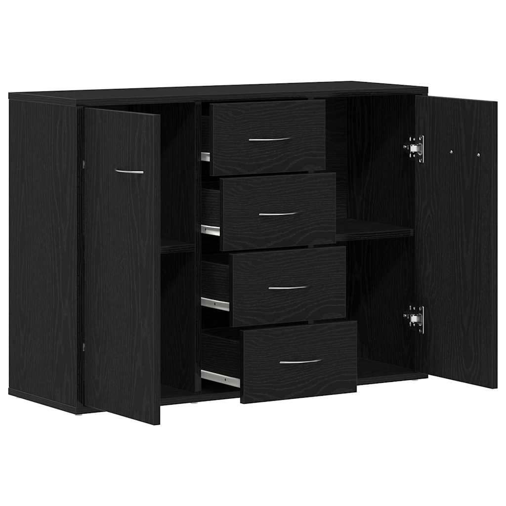 Credenza Rovere Nero 88x30x64 cm in Legno Multistrato - homemem39