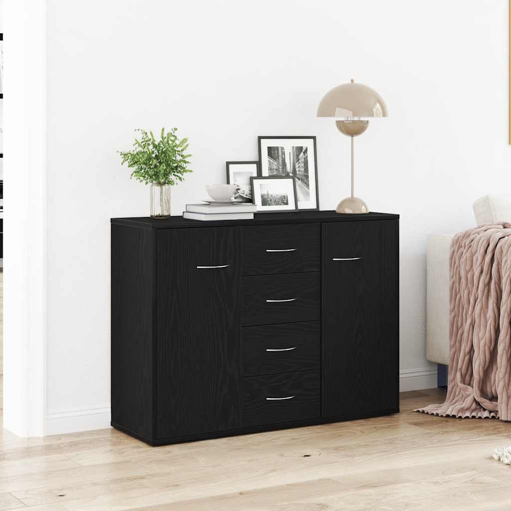 Credenza Rovere Nero 88x30x64 cm in Legno Multistrato