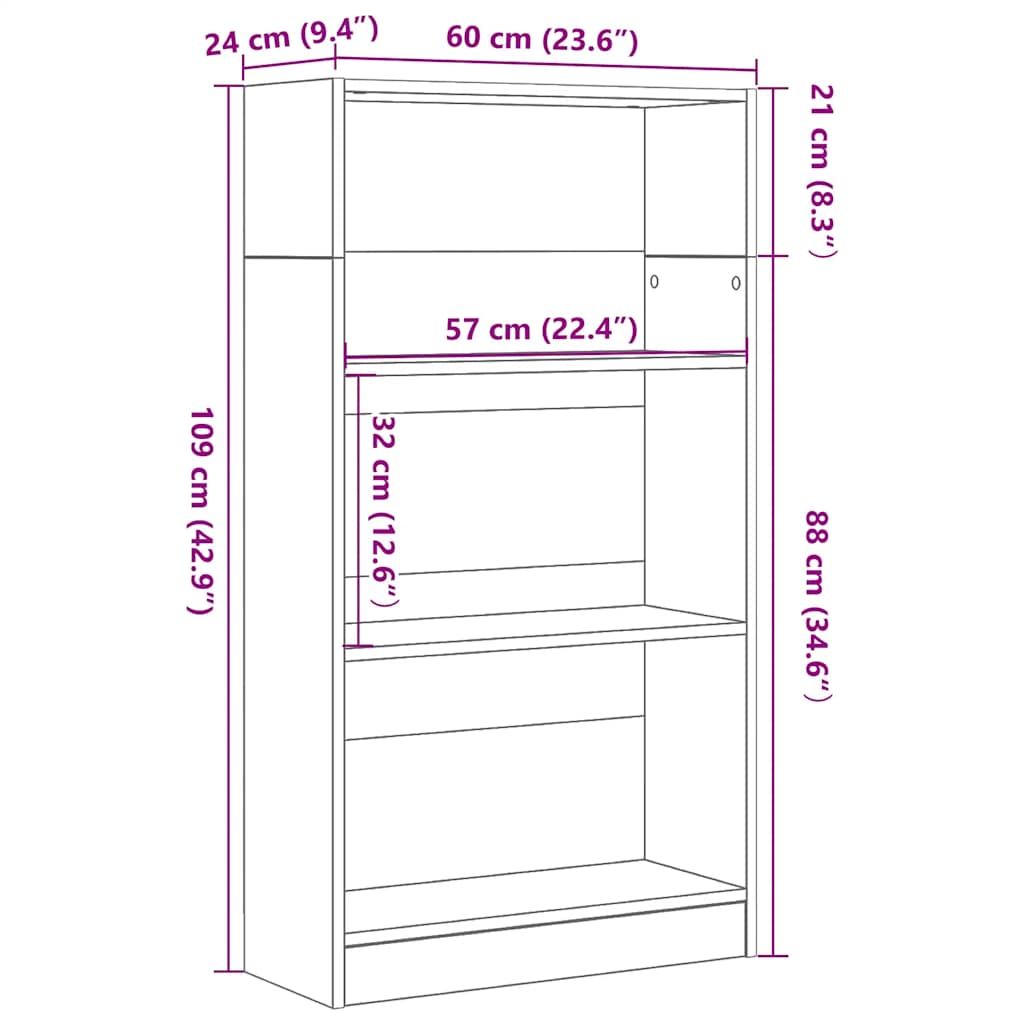 Libreria Rovere Nero 60x24x109 cm in Legno Multistrato - homemem39