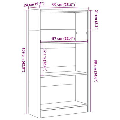 Libreria Rovere Nero 60x24x109 cm in Legno Multistrato