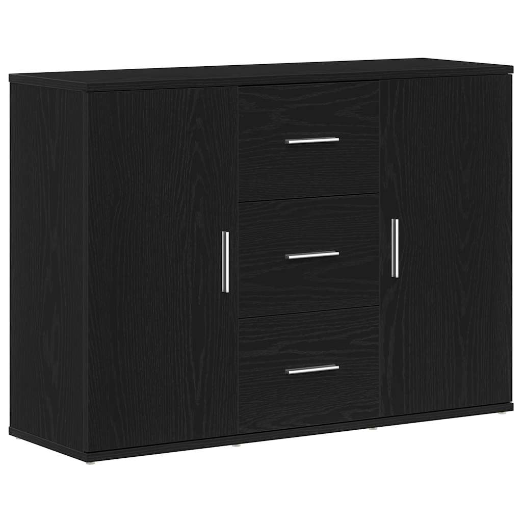 Credenza Rovere Nero 91x29,5x65 cm in Legno Multistrato