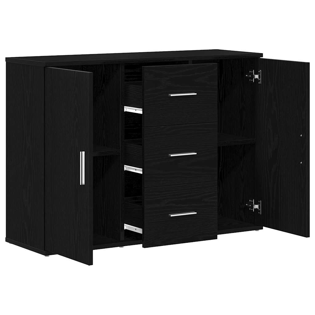 Credenza Rovere Nero 91x29,5x65 cm in Legno Multistrato