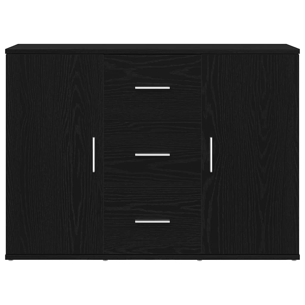 Credenza Rovere Nero 91x29,5x65 cm in Legno Multistrato