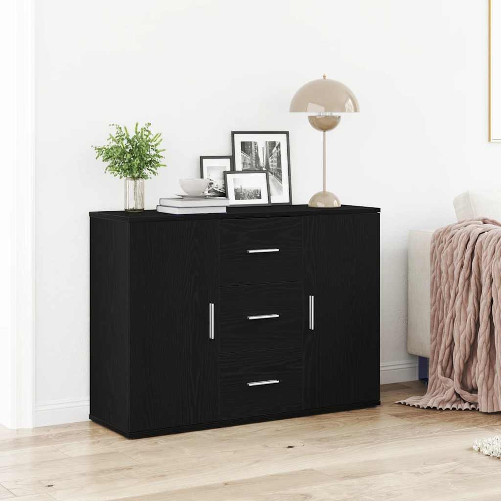 Credenza Rovere Nero 91x29,5x65 cm in Legno Multistrato