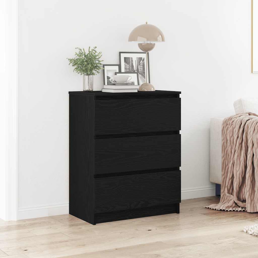 Credenza Rovere Nero 60x35x76 cm in Legno Multistrato - homemem39