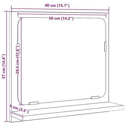 Specchio da Bagno Rovere Nero 40x10,5x37 cm Legno Multistrato