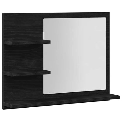 Specchio da Bagno Rovere Nero 60x10,5x45 cm Legno Multistrato