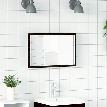 Specchio da Bagno con Luci LED Rovere Nero 60x8,5x37 cm