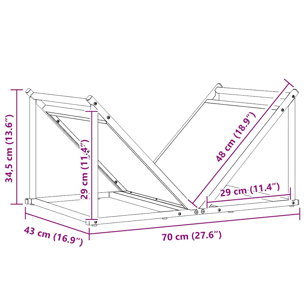 Rastrelliera per Legna da Ardere Bianca 70x43x34,5 cm