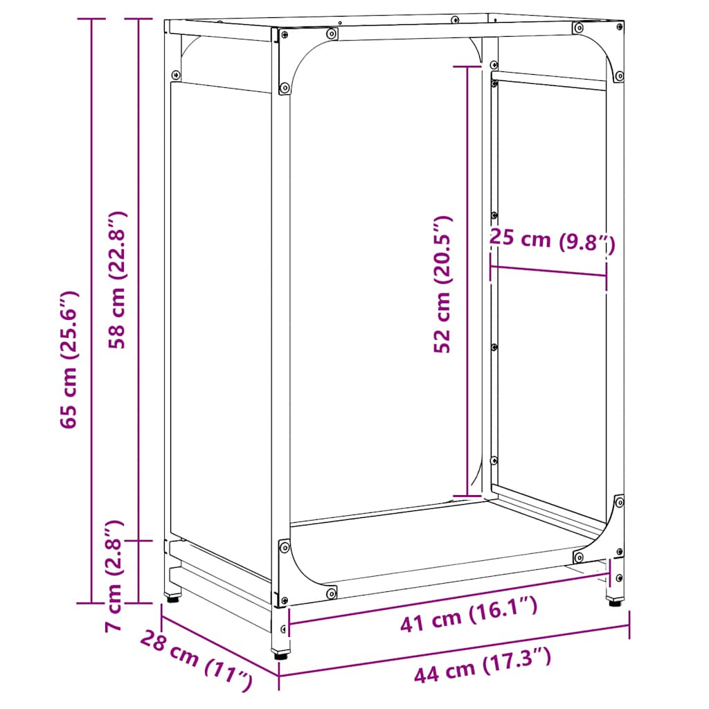 Rastrelliera per Legna da Ardere Bianca 44x28x65 cm