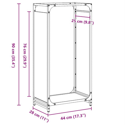 Rastrelliera per Legna da Ardere Antracite 44x28x90 cm