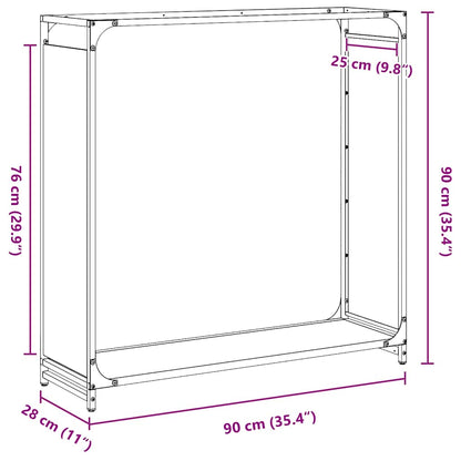 Rastrelliera per Legna da Ardere Nera 90x28x90 cm