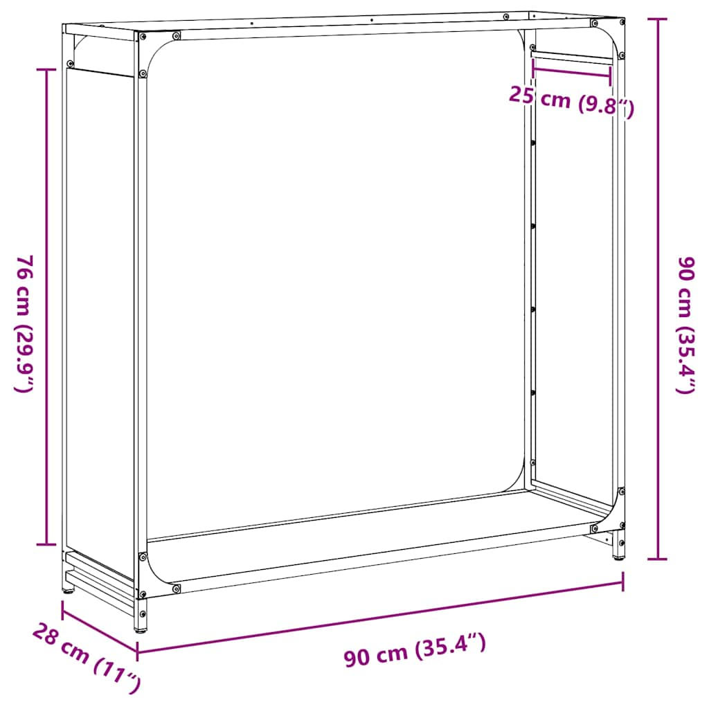 Rastrelliera per Legna da Ardere Antracite 90x28x90 cm