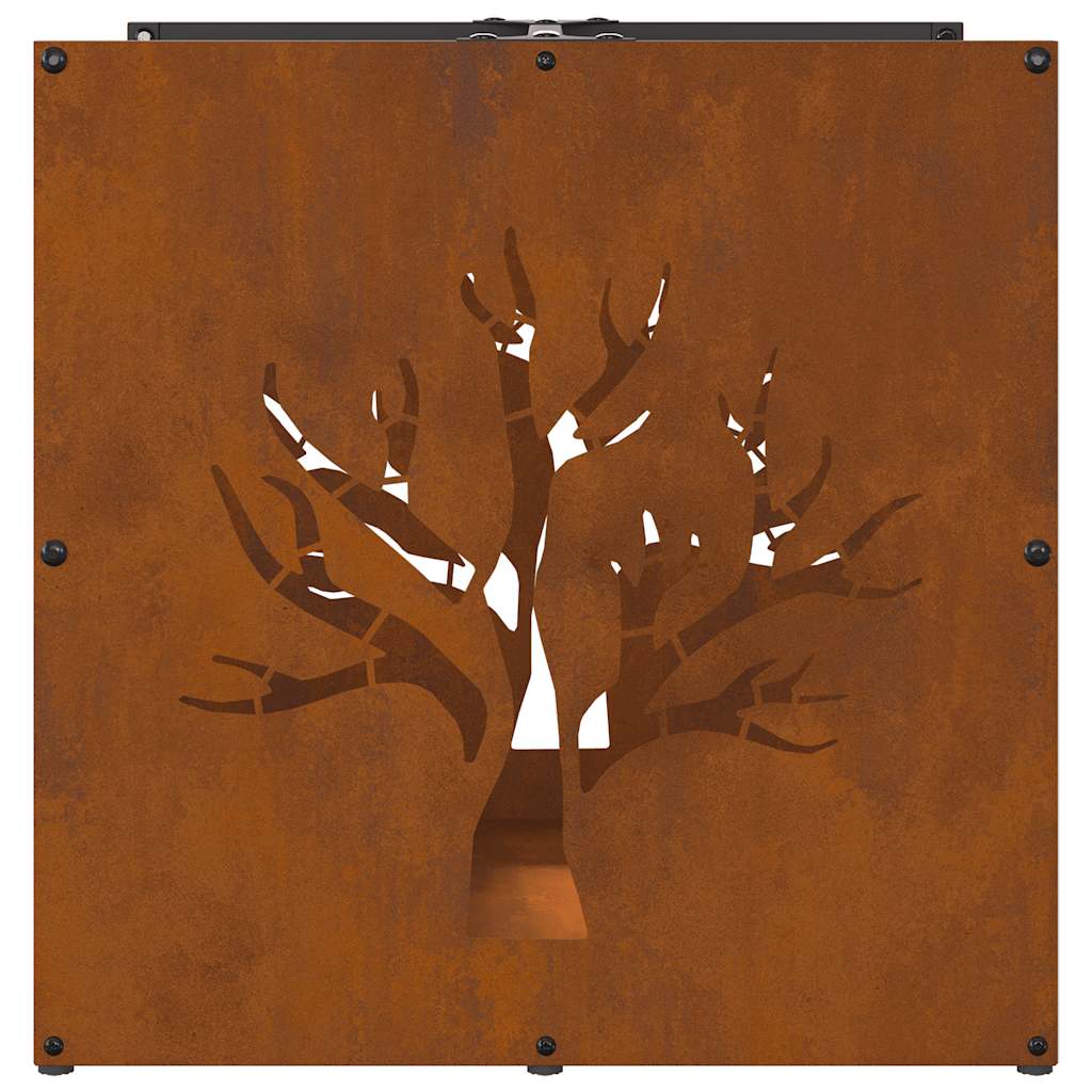 Rastrelliera per Legna da Ardere 40x40x40 cm in Acciaio Corten